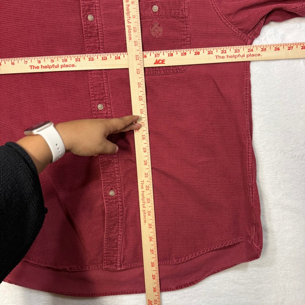 VTG Knights Of Round Table M Corduroy Shirt‎ Maroon Preppy Classic Buttoned Logo - Picture 7 of 9